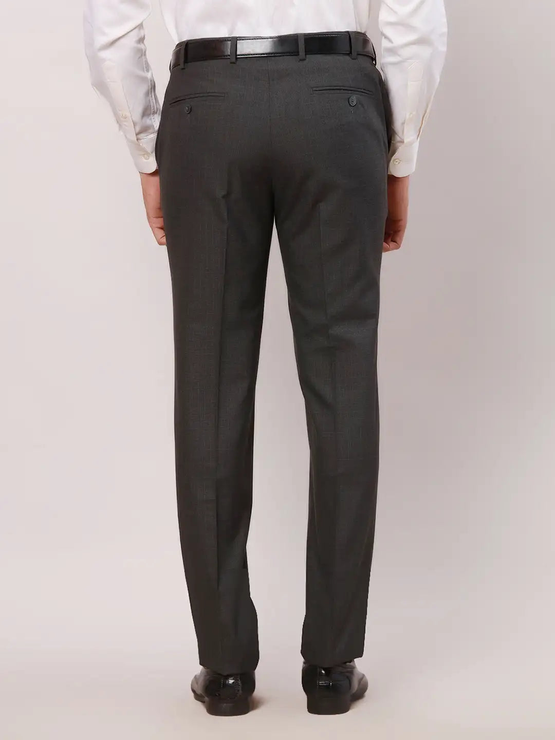 Raymond Men Blue Checks Slim Fit Polyester Blend Trouser