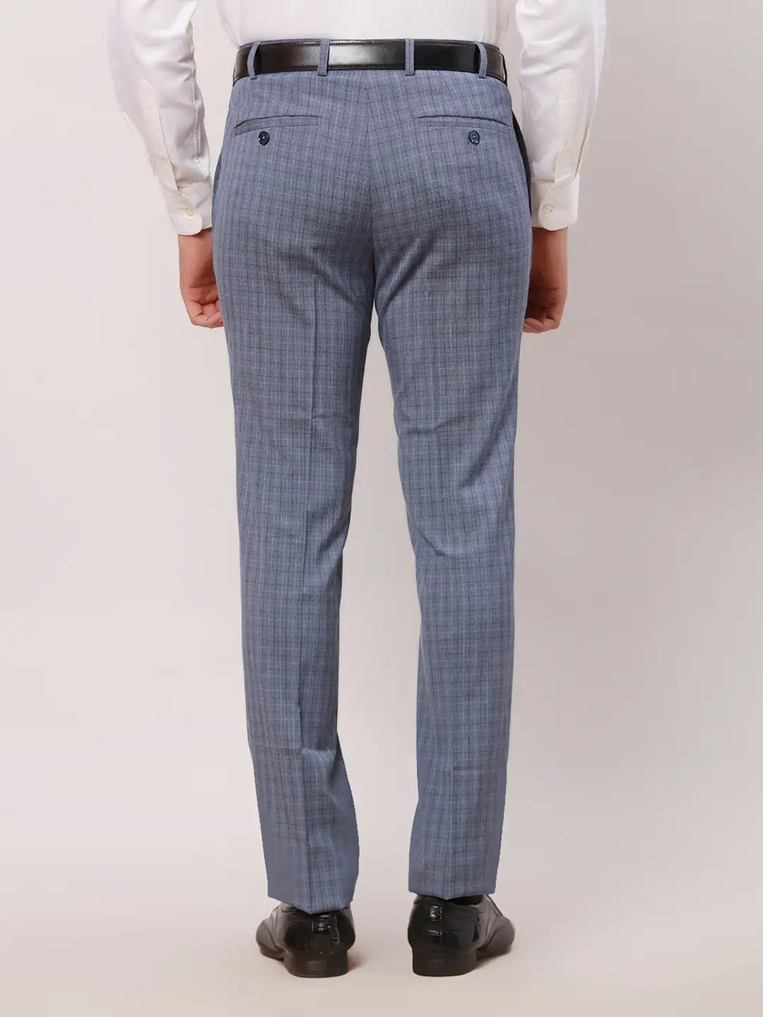Raymond Men Grey Checks Slim Fit Polyester Blend Trouser