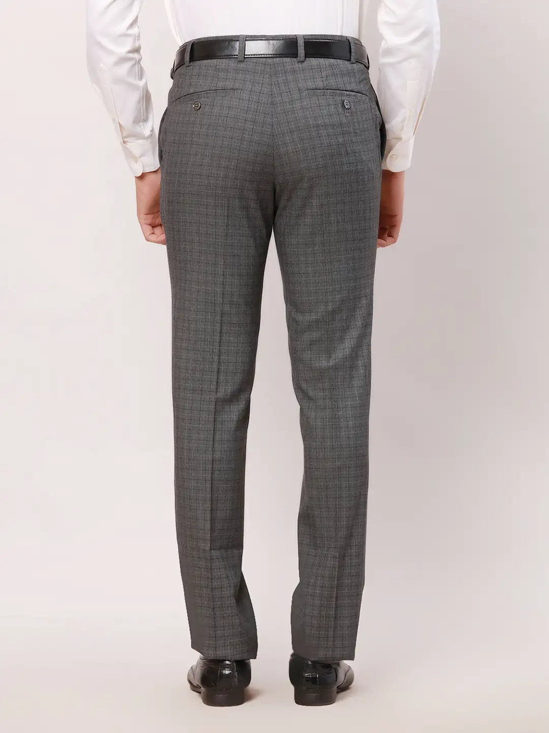 Raymond Men Blue Checks Slim Fit Polyester Blend Trouser