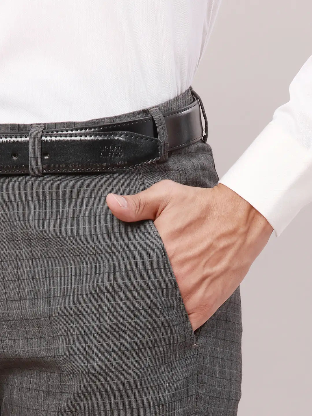 Raymond Men Blue Checks Slim Fit Polyester Blend Trouser