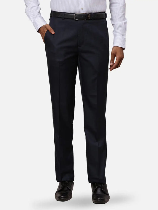 Raymond Men Green Solid Contemporary Fit Polyester Blend Trouser