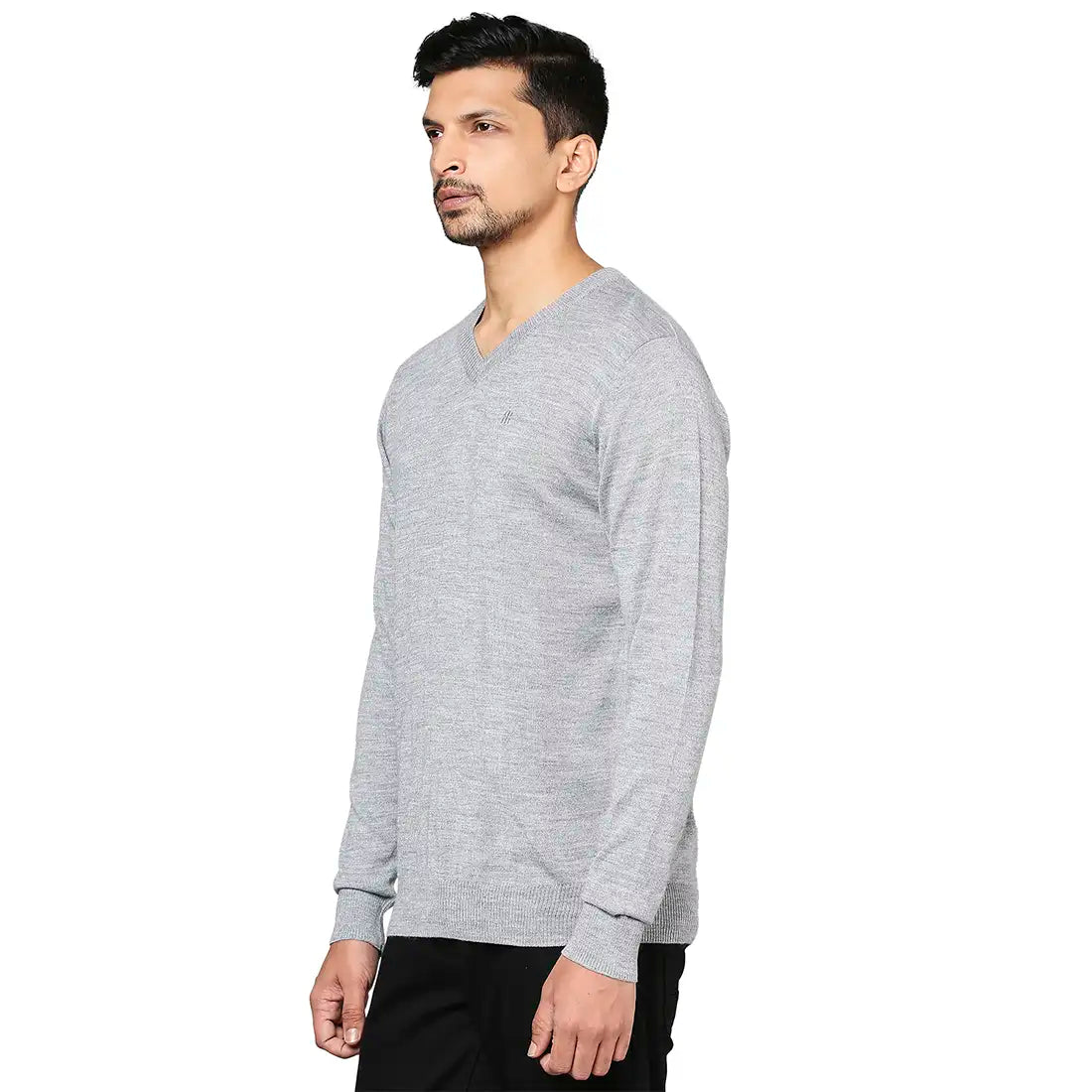 Men Regular Fit Grey Sweater