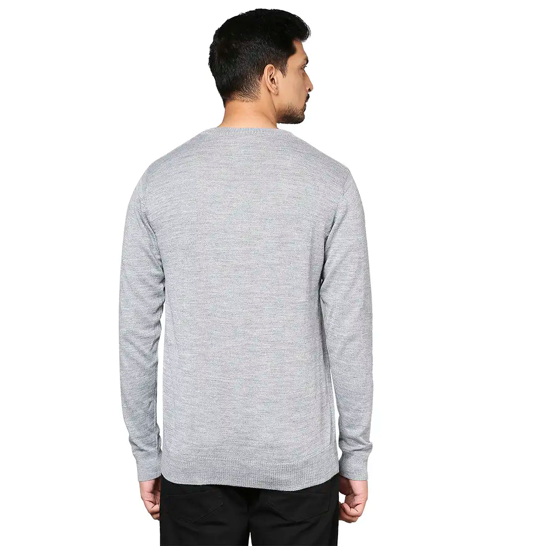 Men Regular Fit Grey Sweater