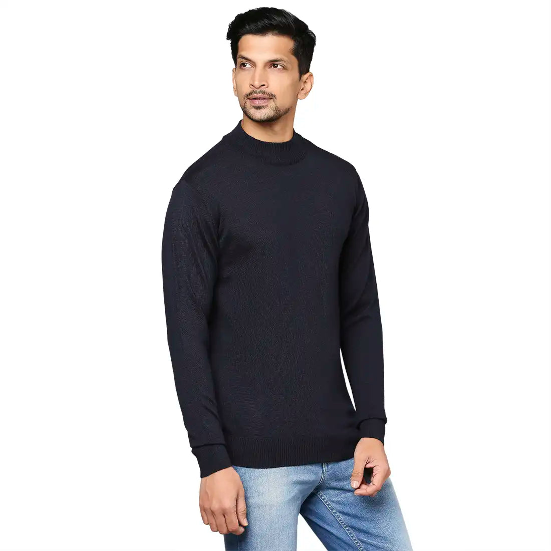 Men Regular Fit Grey Sweater