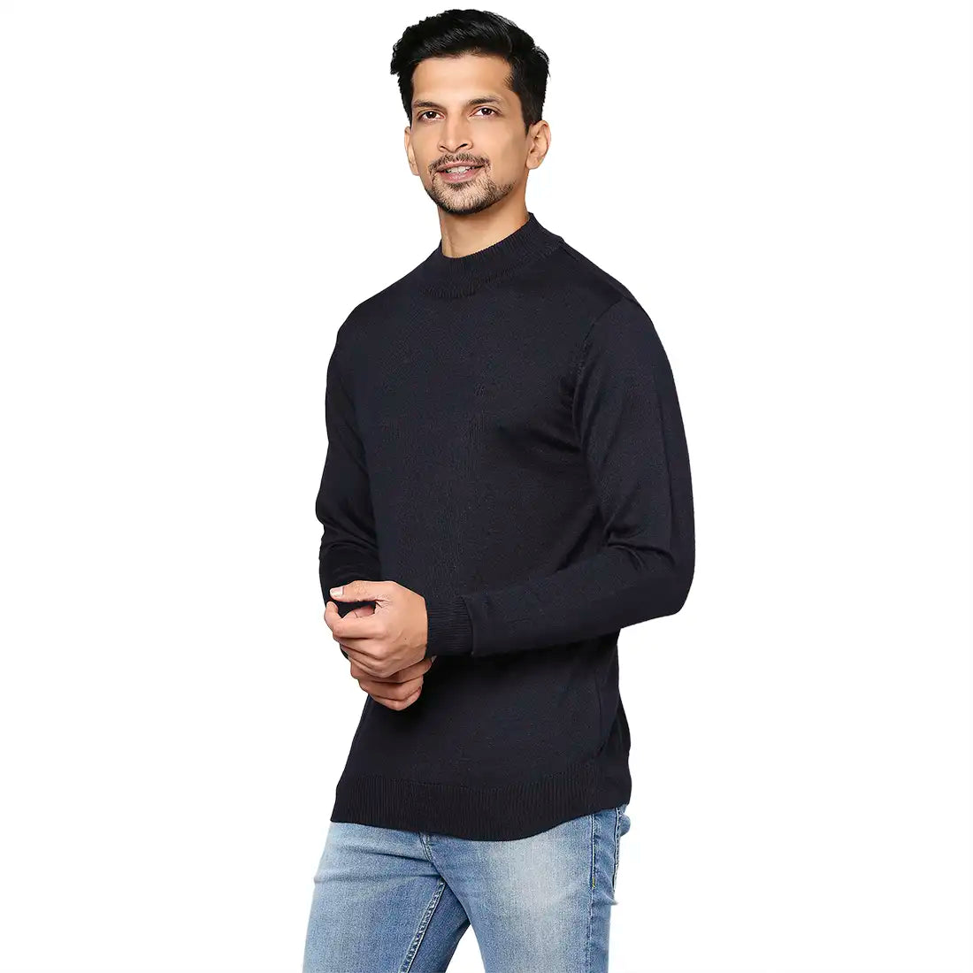 Men Regular Fit Grey Sweater