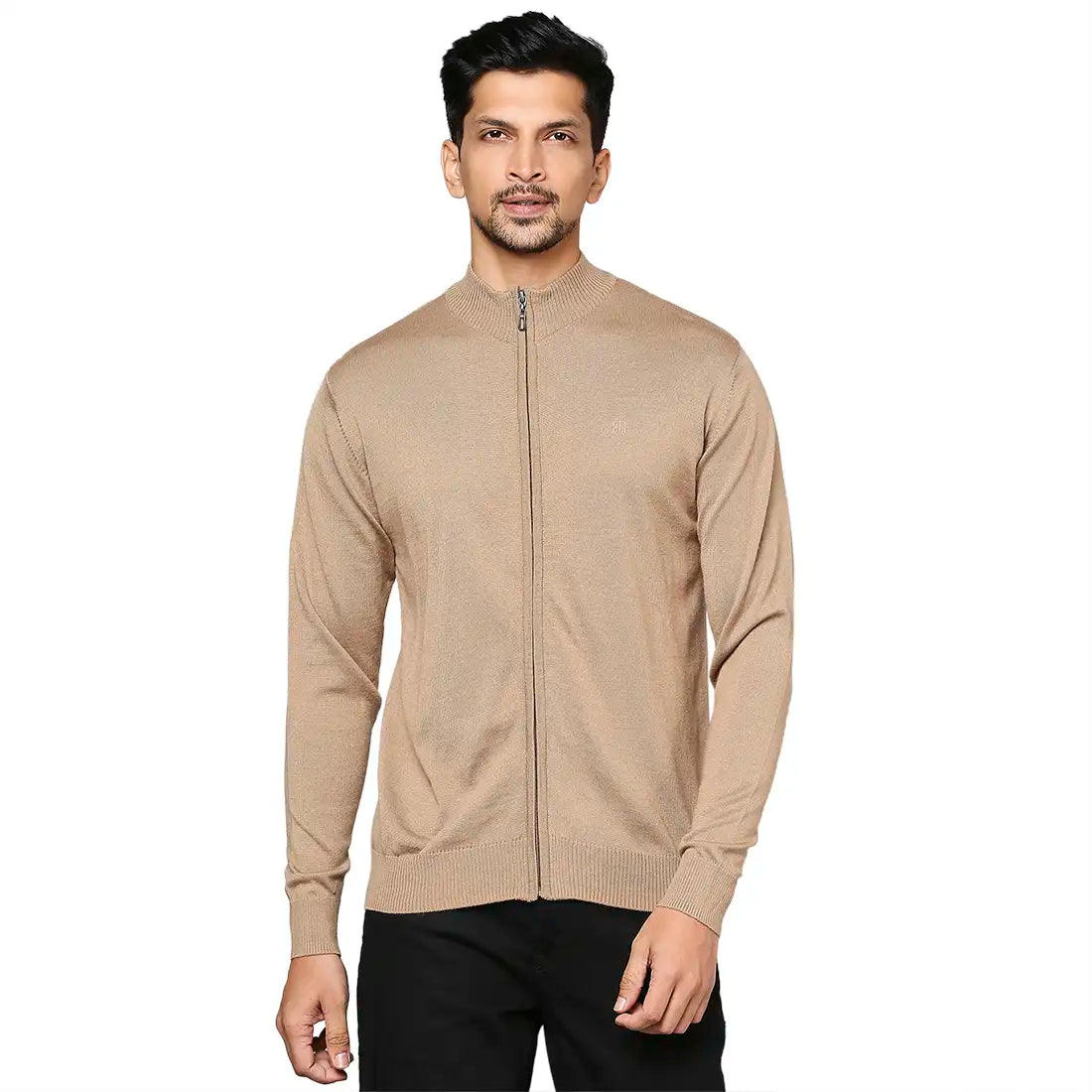 Men Regular Fit Grey Sweater