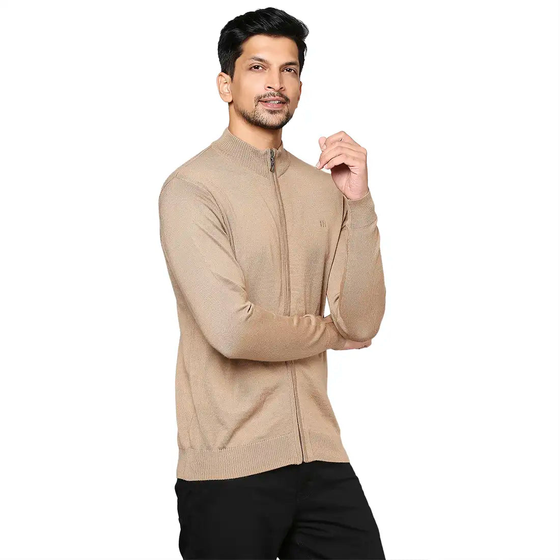 Men Regular Fit Grey Sweater