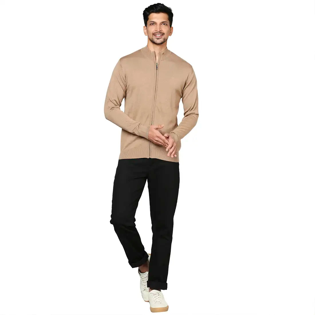 Men Regular Fit Grey Sweater