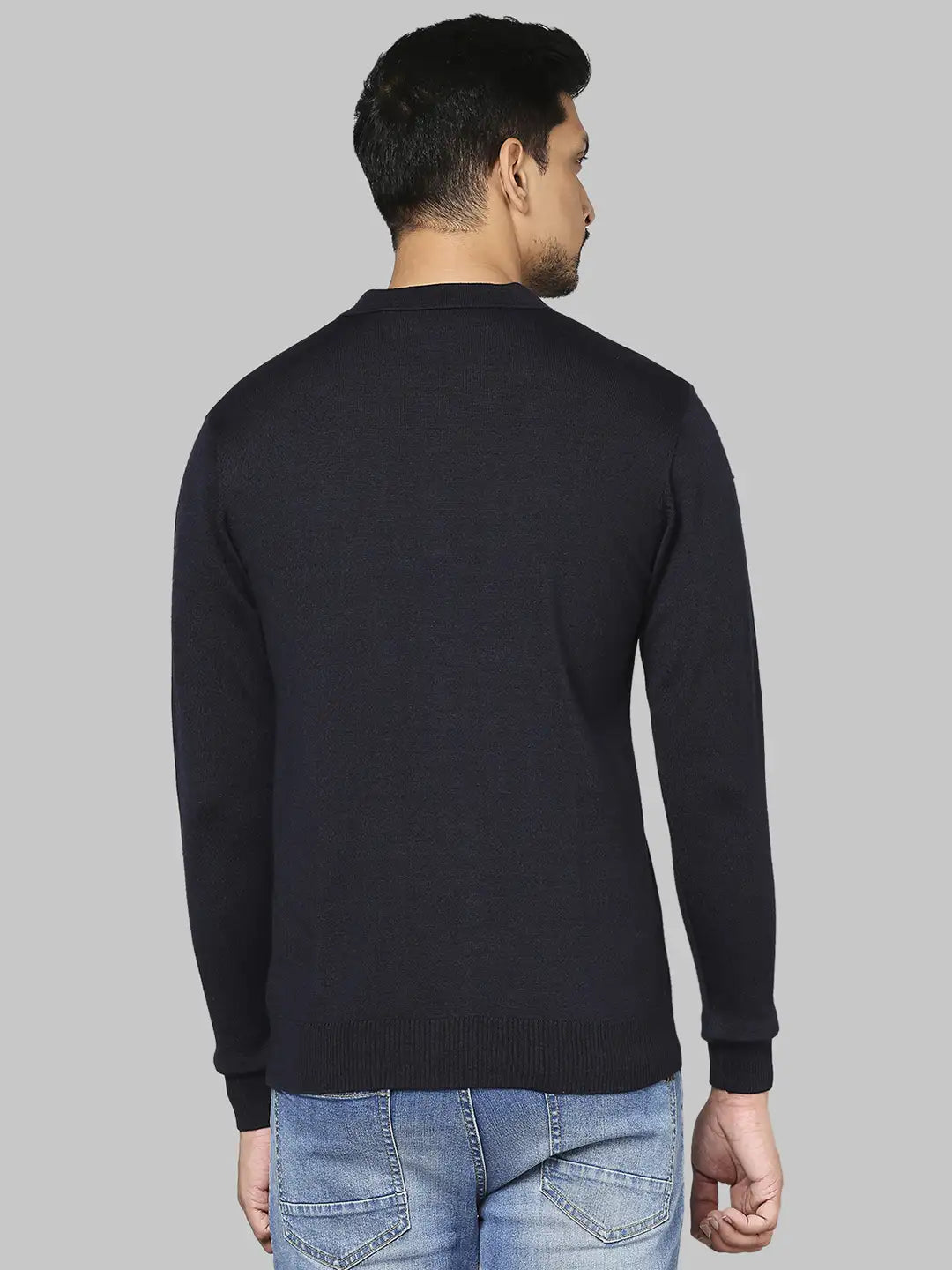 Men Regular Fit Grey Sweater