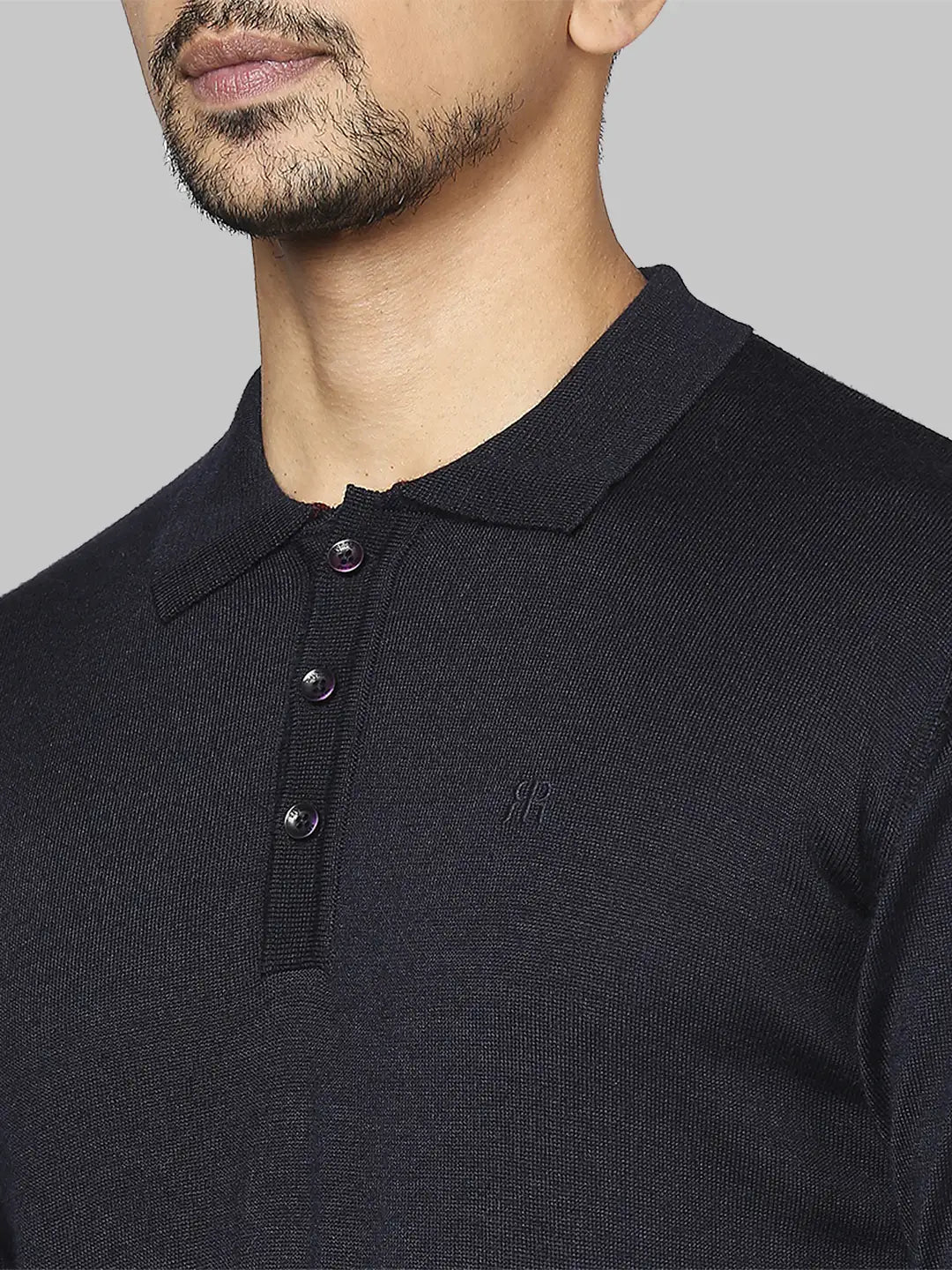 Men Regular Fit Grey Sweater