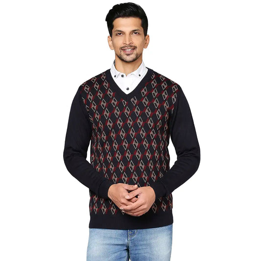 Men Regular Fit Grey Sweater