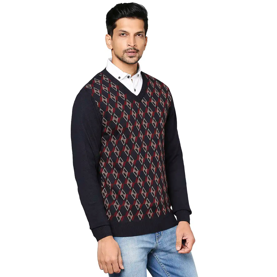 Men Regular Fit Grey Sweater