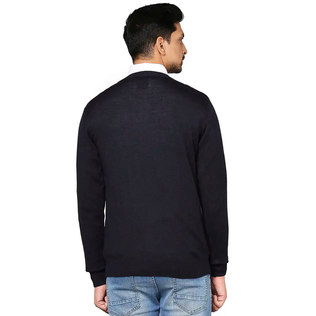 Men Regular Fit Grey Sweater