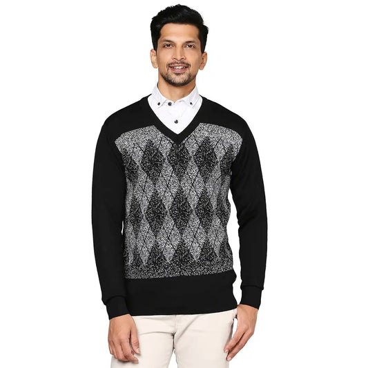 Men Regular Fit Grey Sweater