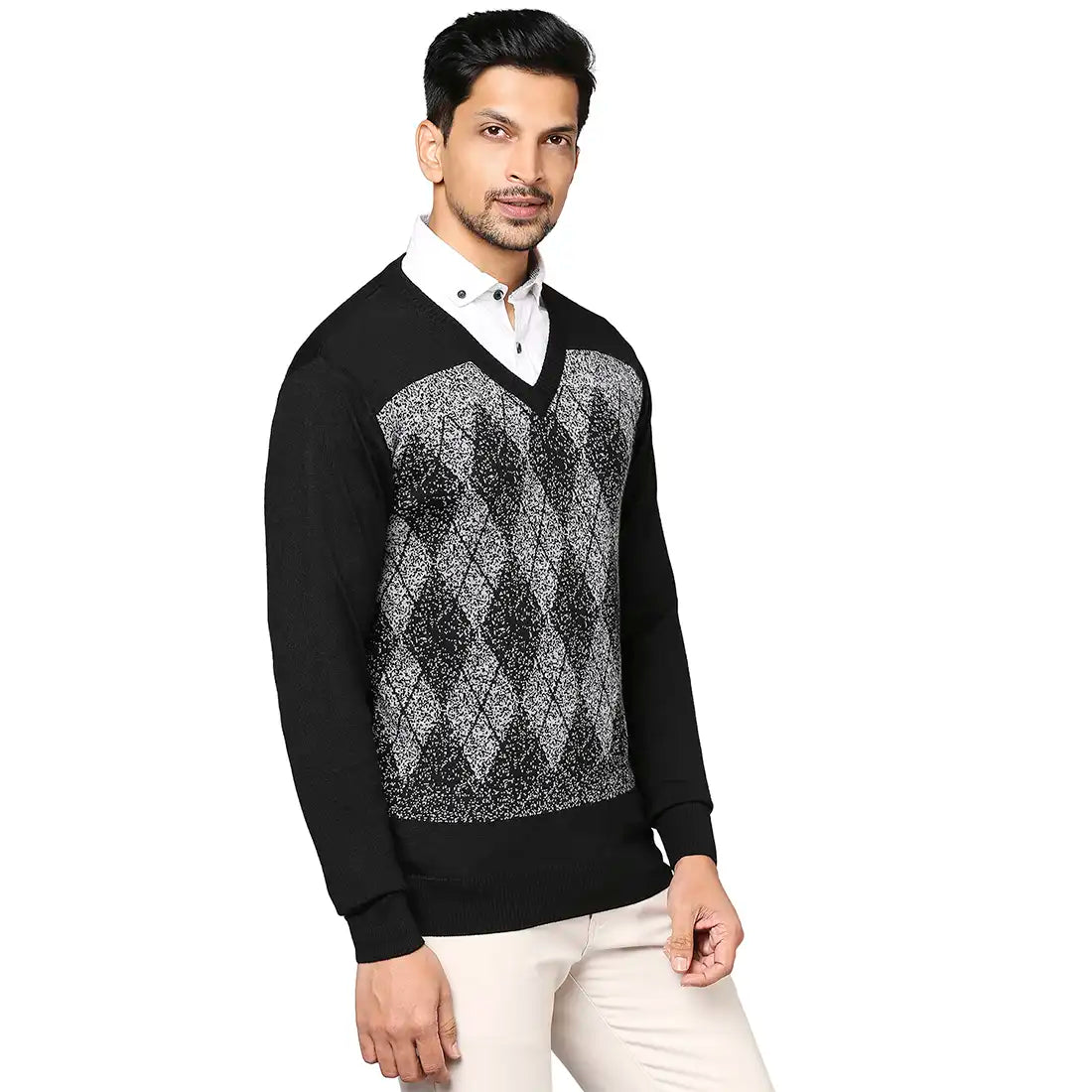 Men Regular Fit Grey Sweater
