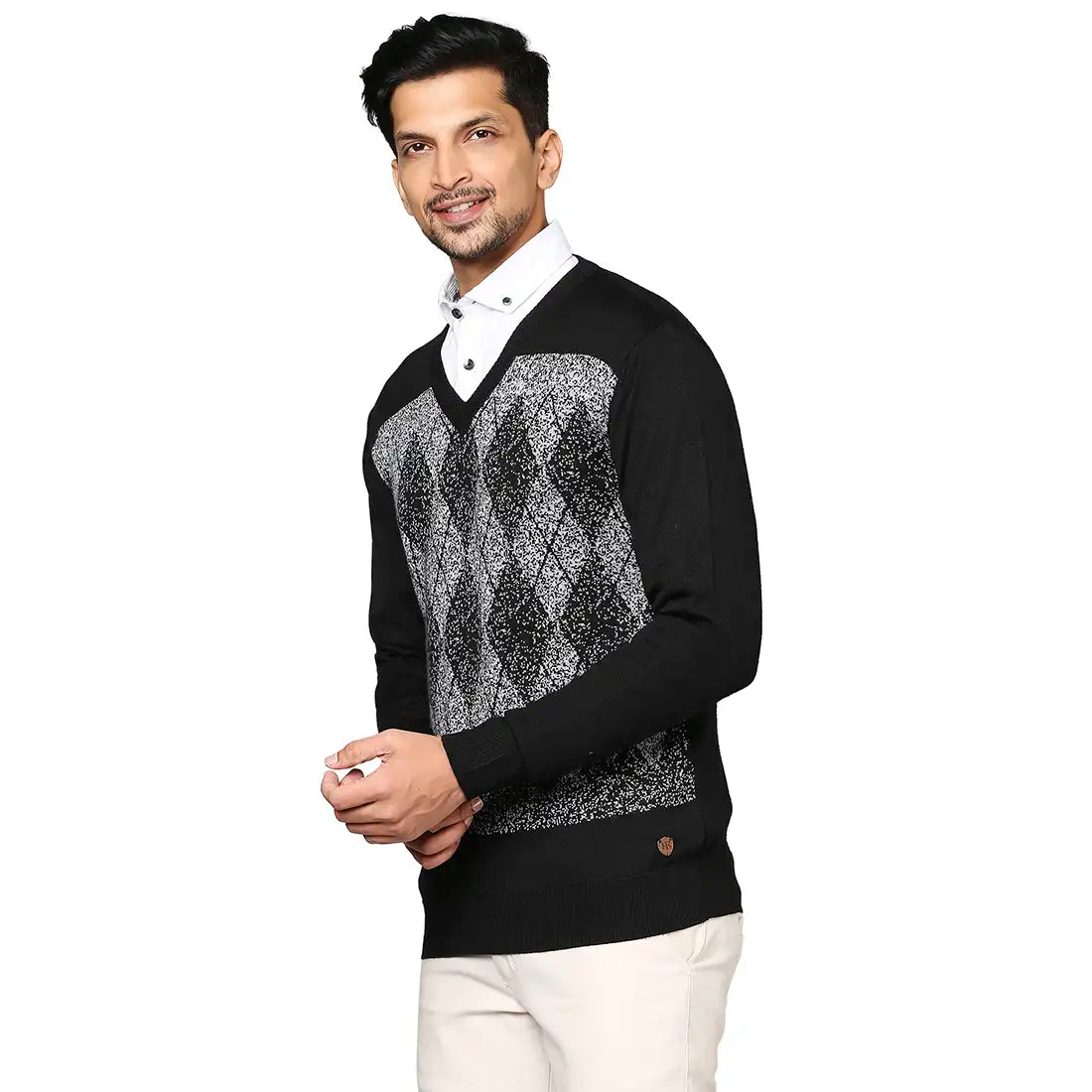 Men Regular Fit Grey Sweater