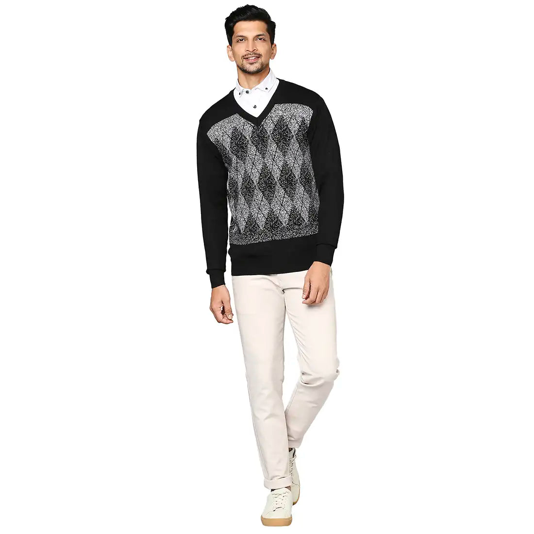 Men Regular Fit Grey Sweater