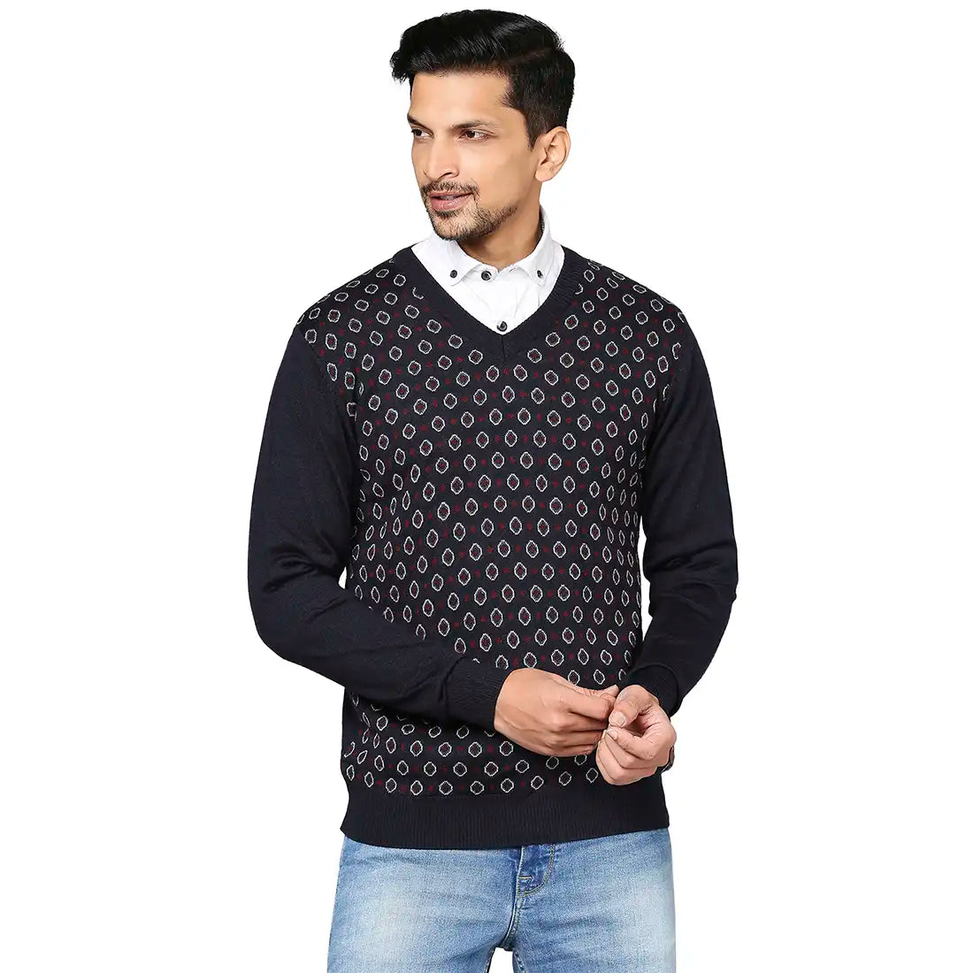 Men Regular Fit Maroon Sweater
