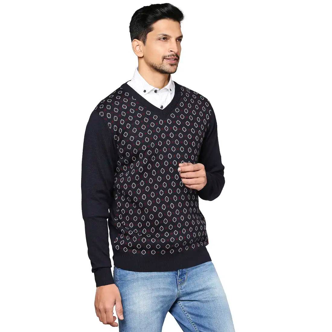 Men Regular Fit Maroon Sweater