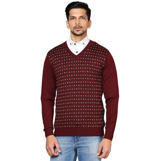 Men Regular Fit Brown Sweater