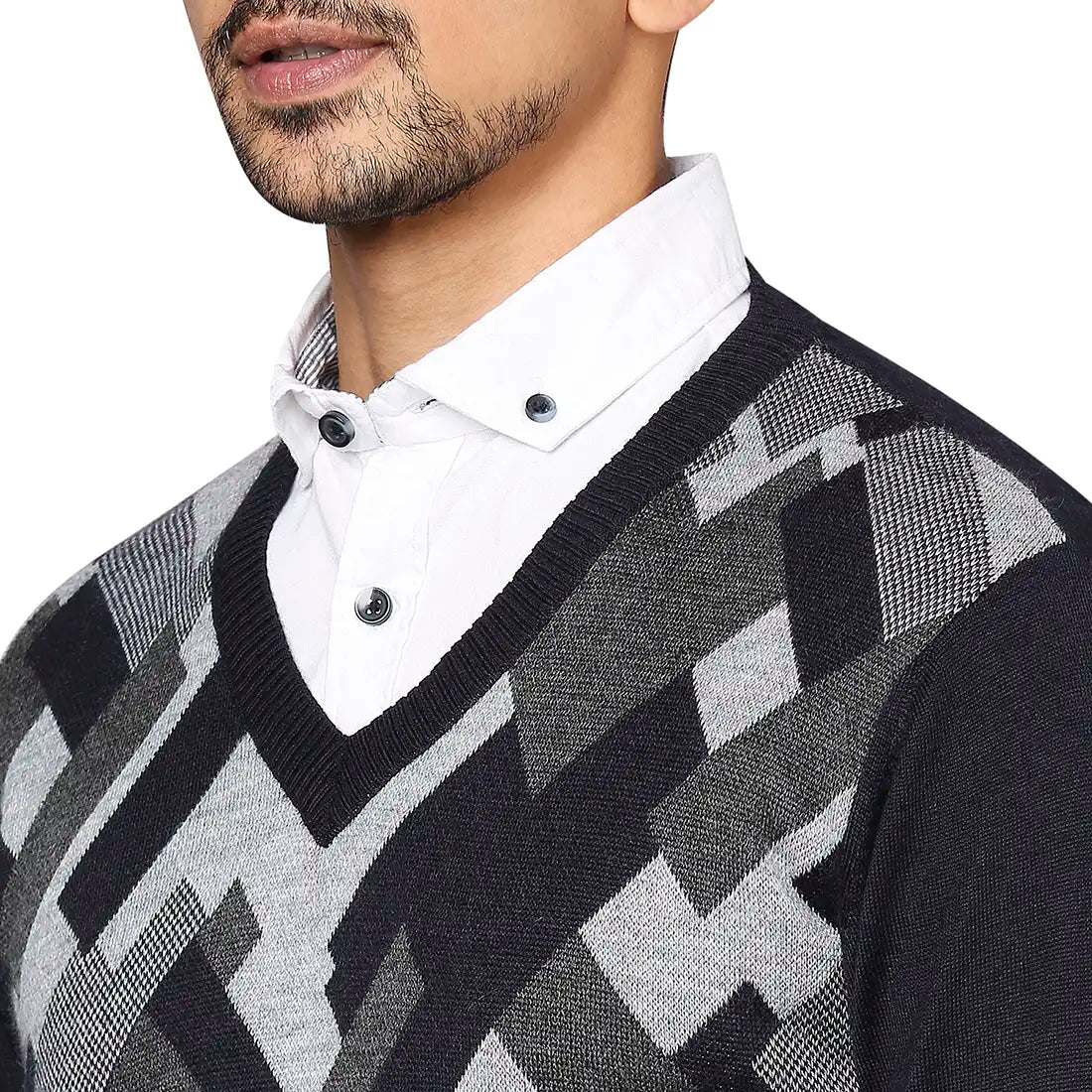Men Regular Fit Beige Sweater