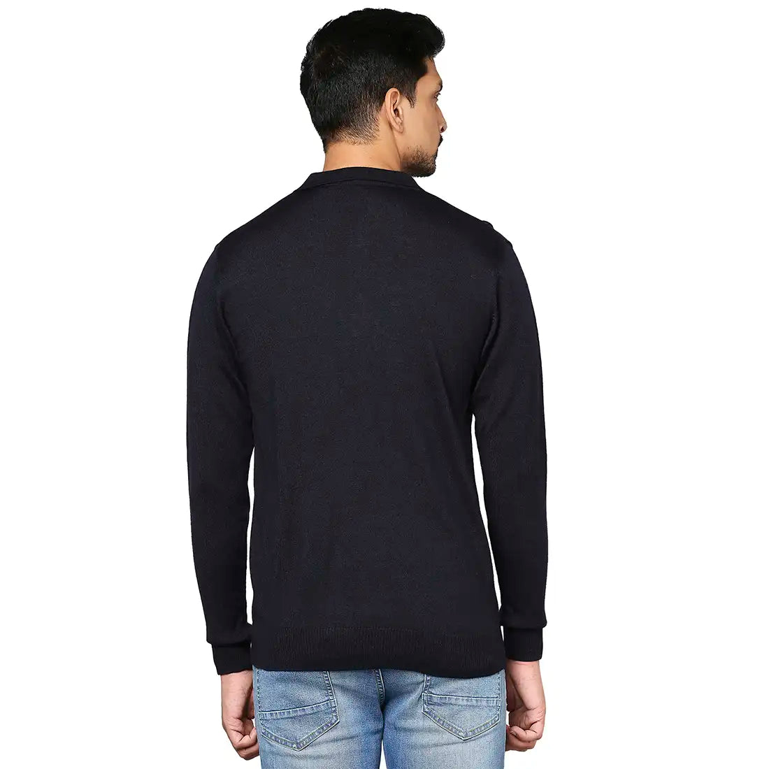 Men Regular Fit Blue Sweater