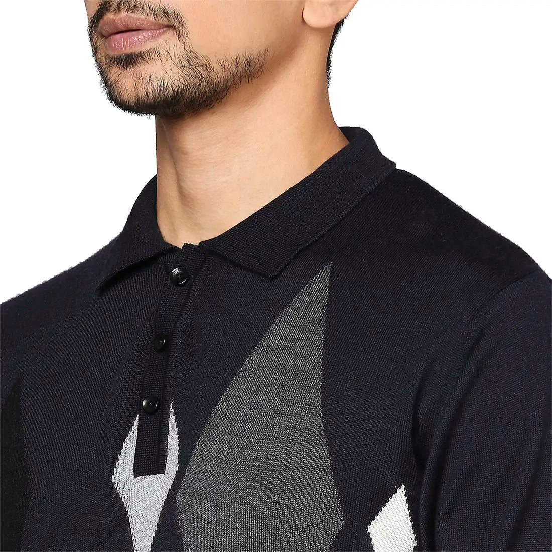 Men Regular Fit Blue Sweater