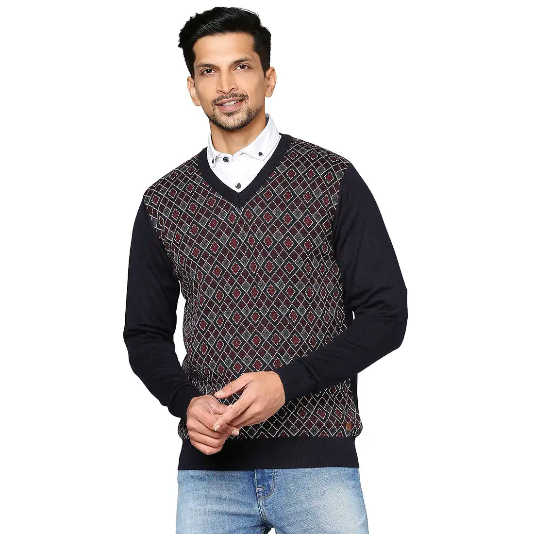 Men Regular Fit Yellow Sweater