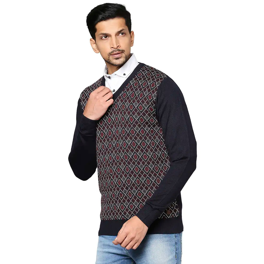 Men Regular Fit Yellow Sweater