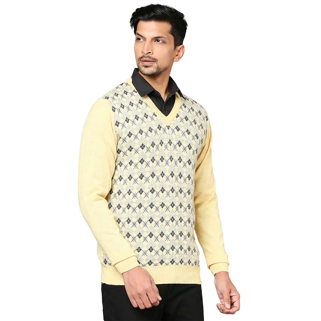 Men Regular Fit Black Sweater