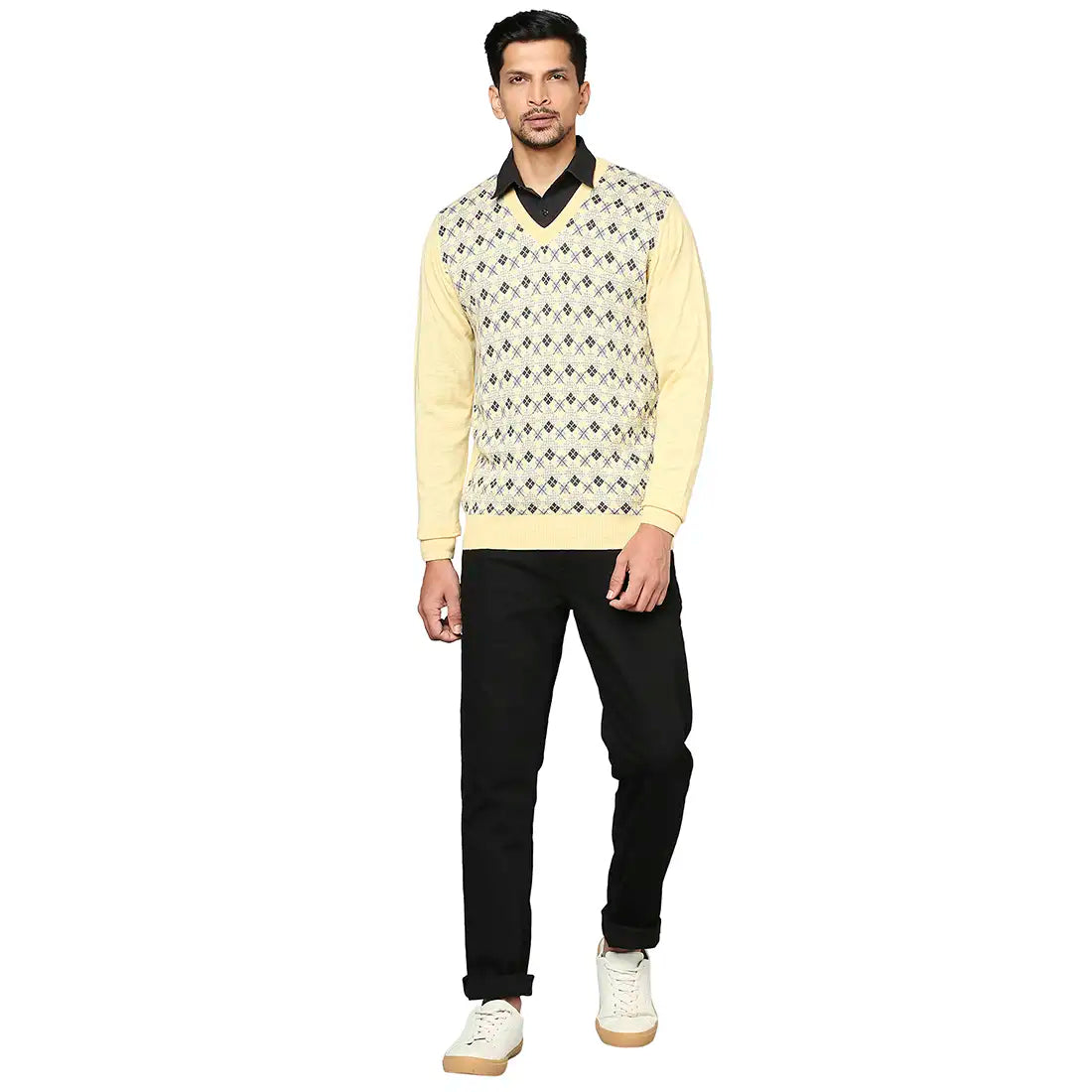 Men Regular Fit Black Sweater
