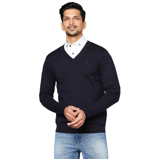 Men Regular Fit Grey Sweater