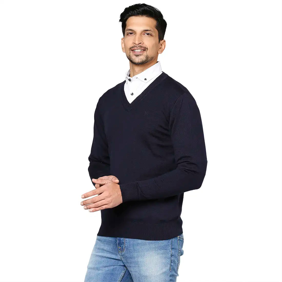 Men Regular Fit Grey Sweater