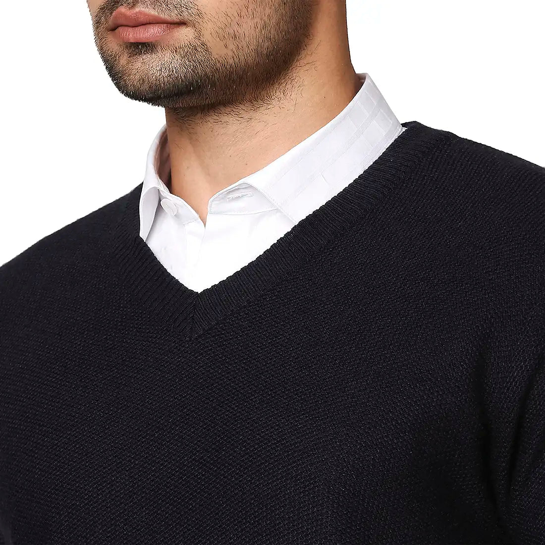 Men Regular Fit Blue Sweater