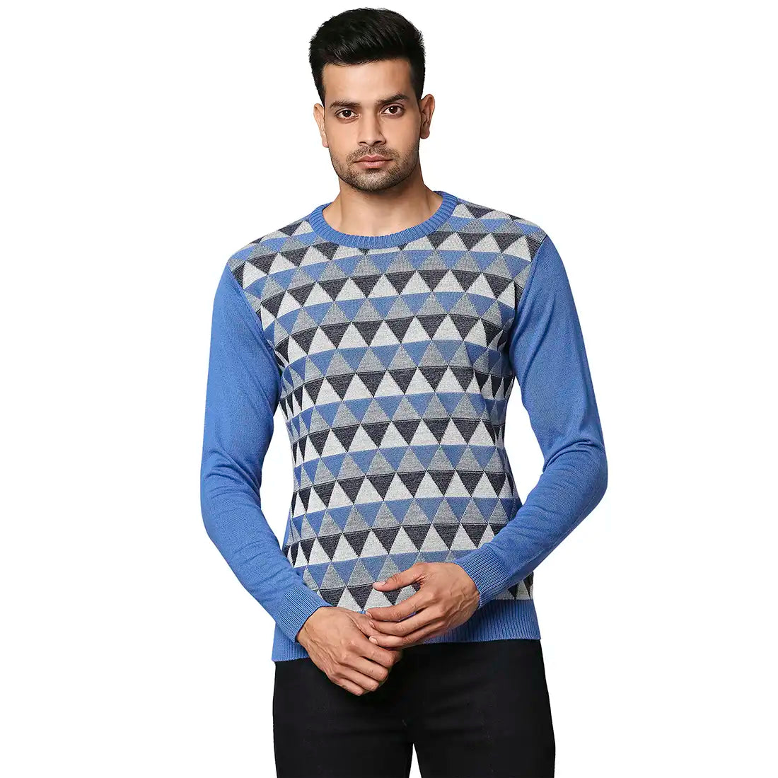 Men Regular Fit Yellow Sweater