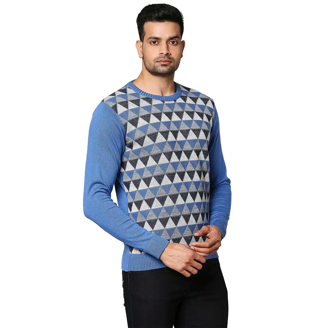 Men Regular Fit Yellow Sweater