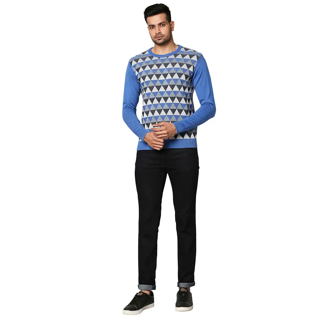 Men Regular Fit Yellow Sweater