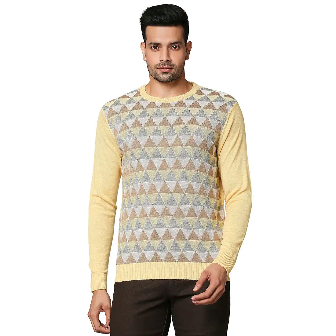 Men Regular Fit Blue Sweater