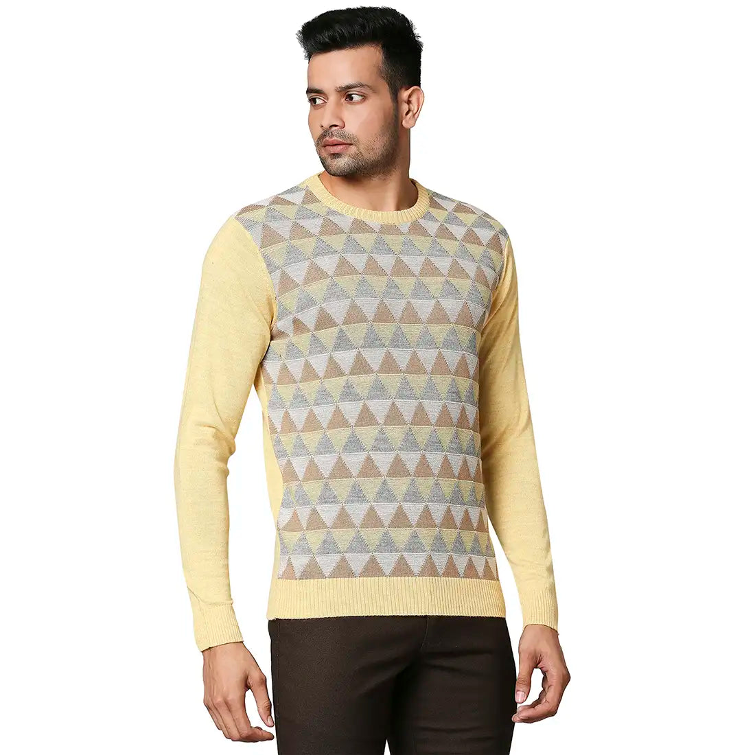 Men Regular Fit Blue Sweater