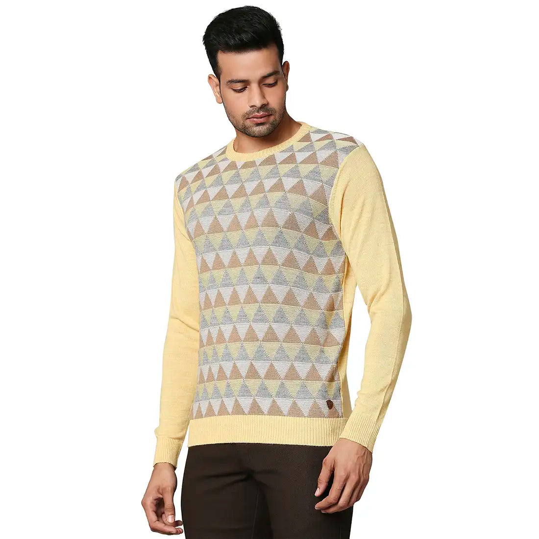Men Regular Fit Blue Sweater