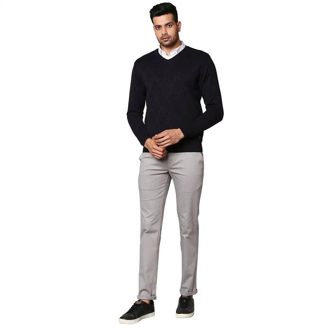 Men Regular Fit Maroon Sweater