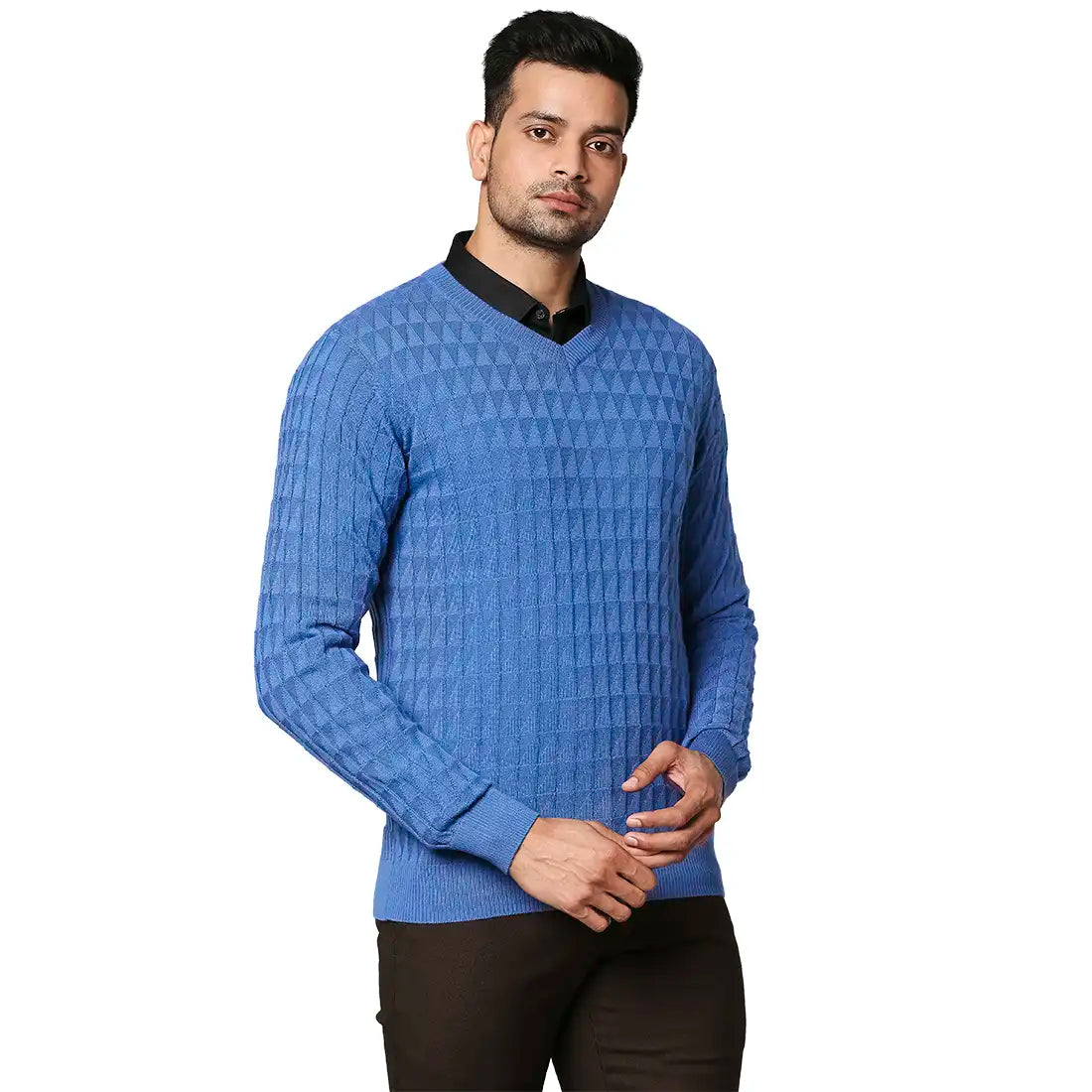 Men Regular Fit Beige Sweater