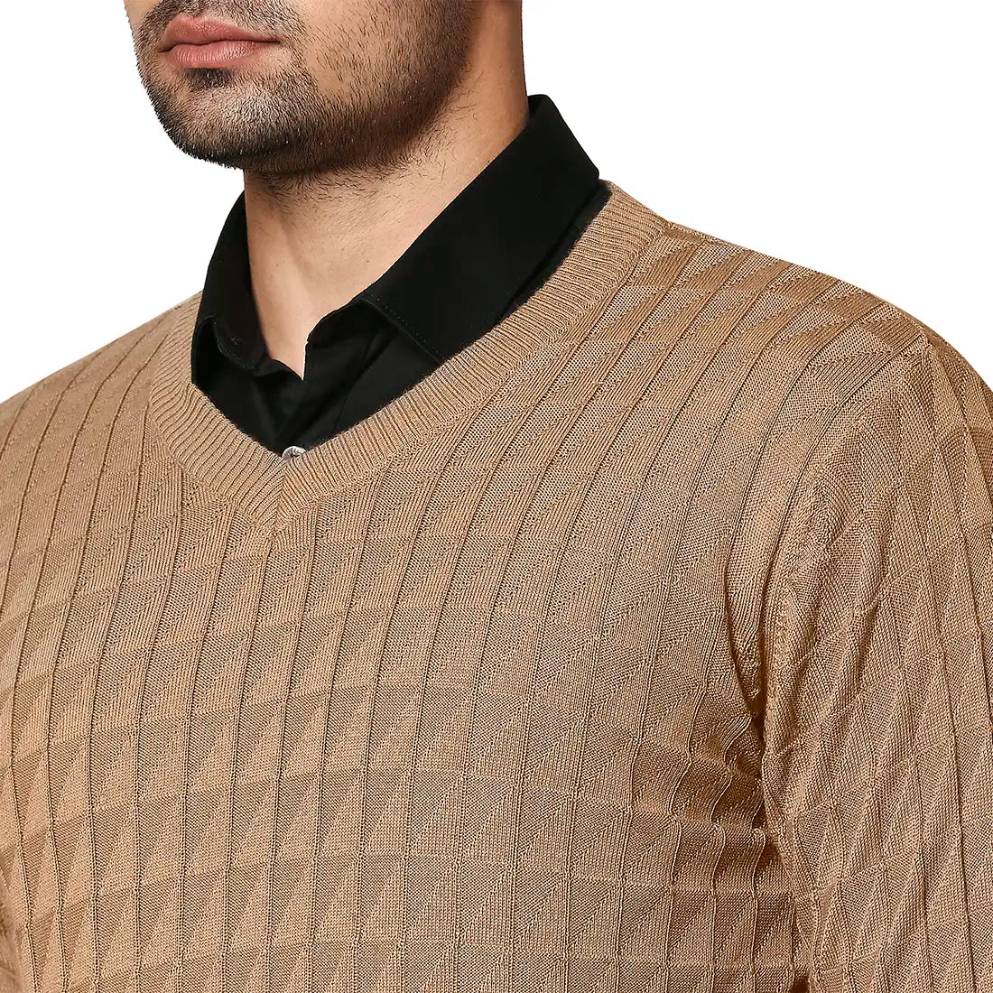 Men Regular Fit Yellow Sweater