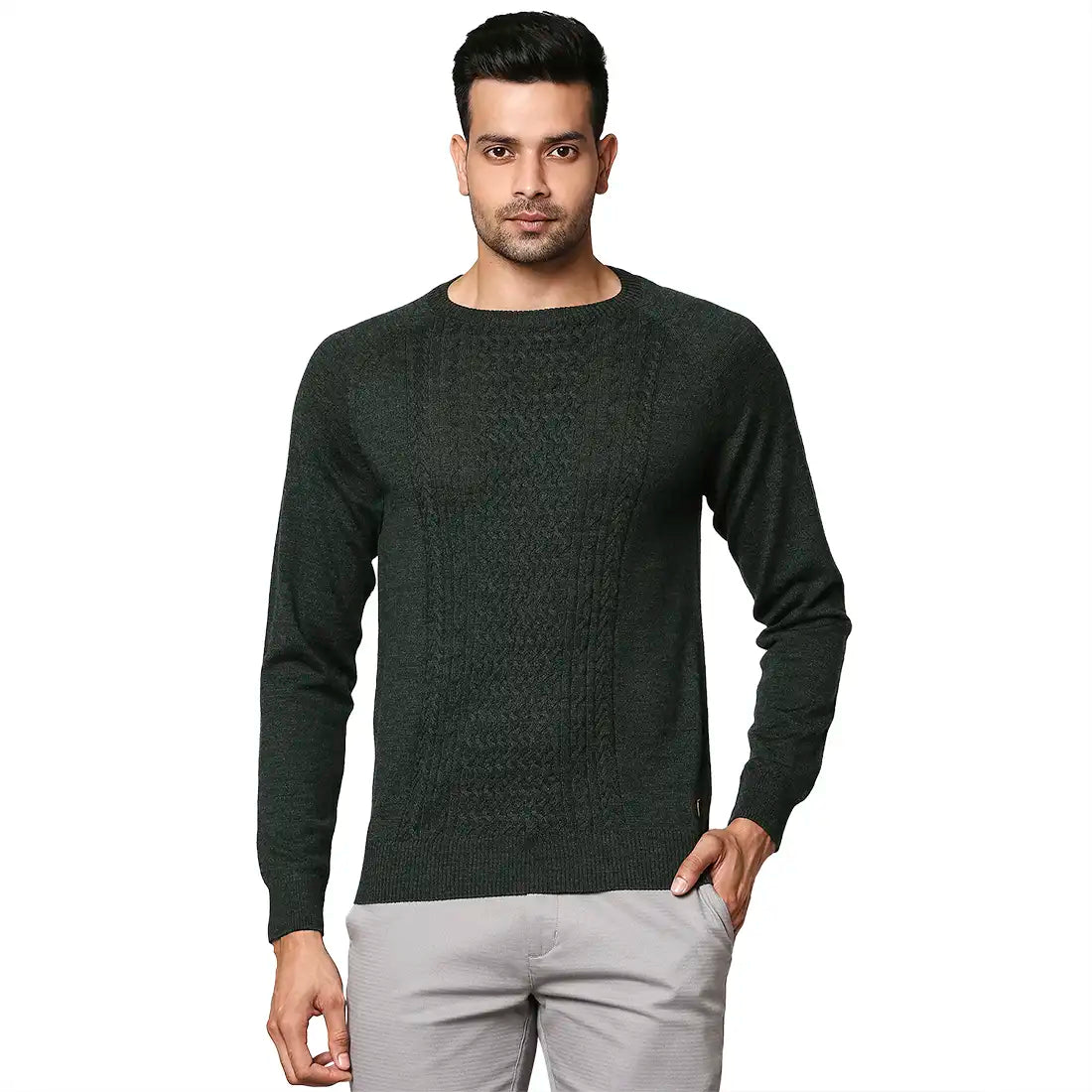 Men Regular Fit Black Sweater