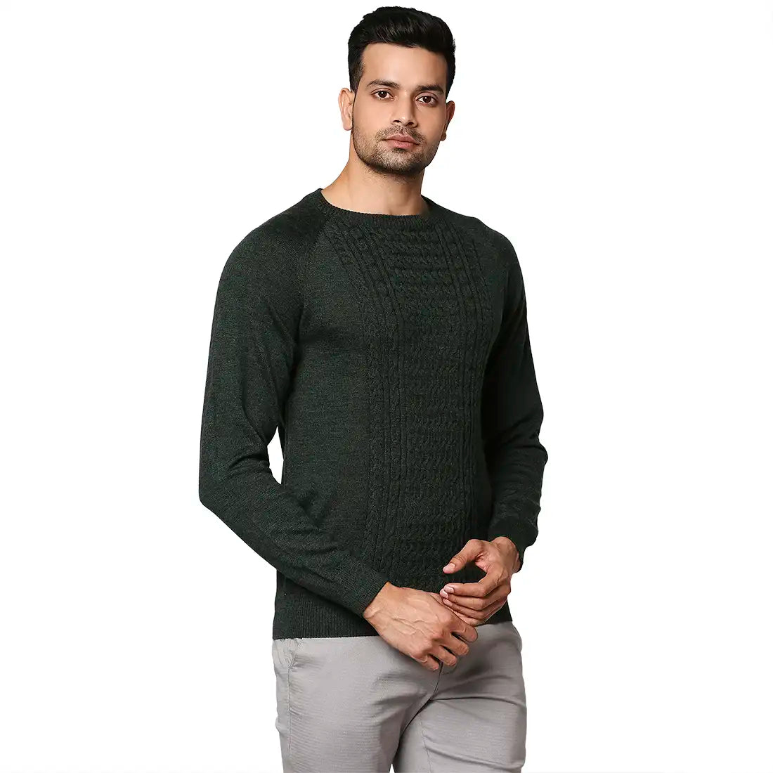 Men Regular Fit Black Sweater