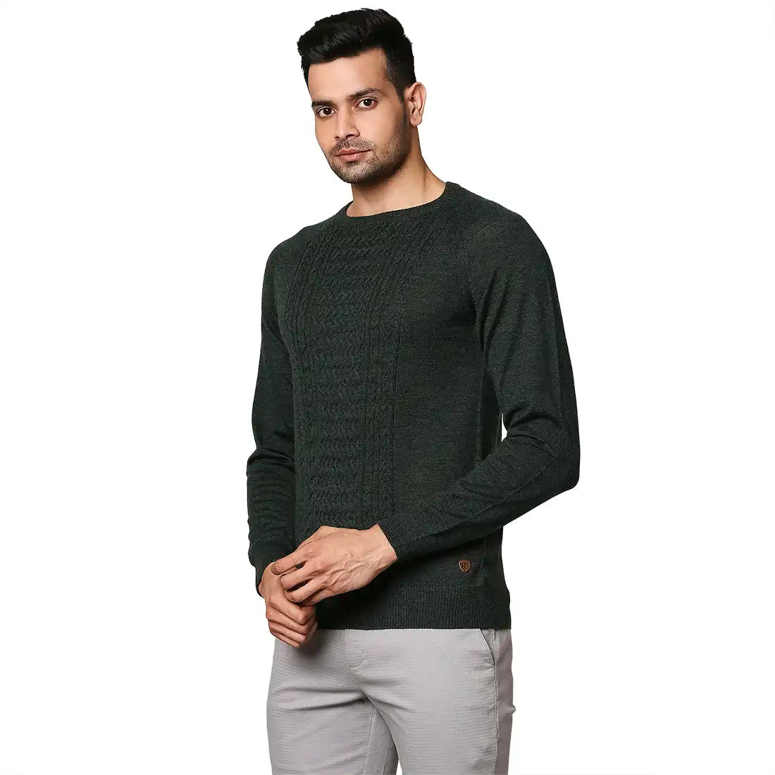 Men Regular Fit Black Sweater