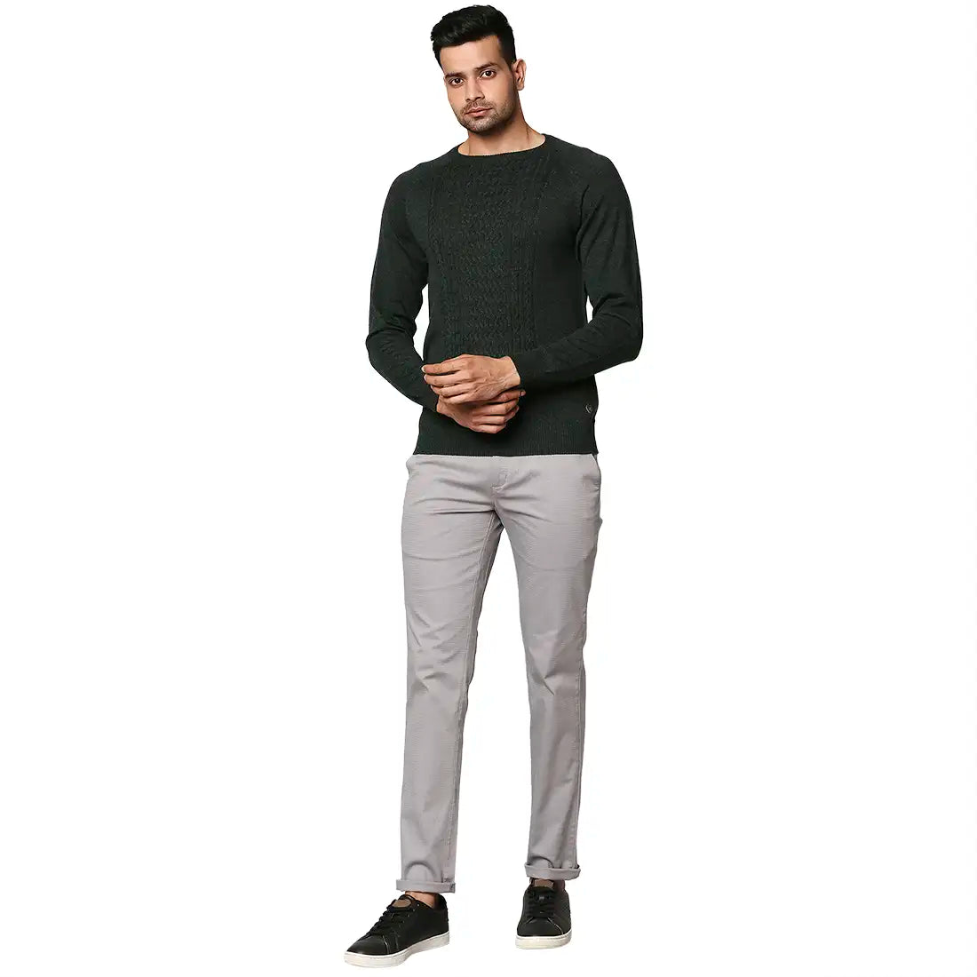 Men Regular Fit Black Sweater