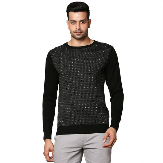 Men Regular Fit Black Sweater