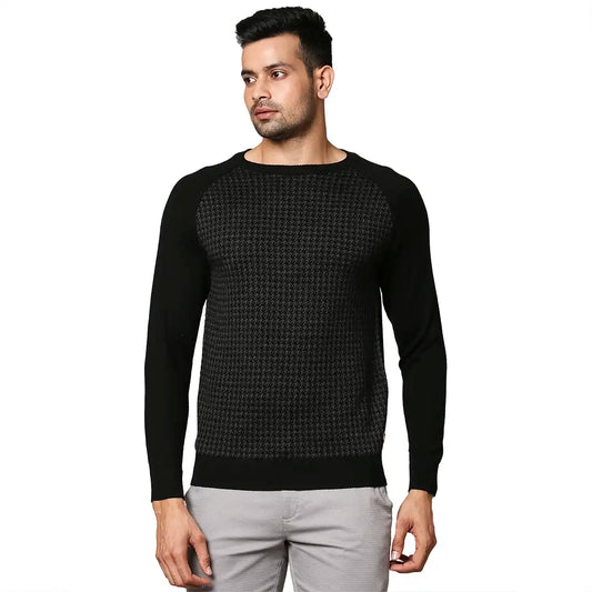Men Regular Fit Brown Sweater