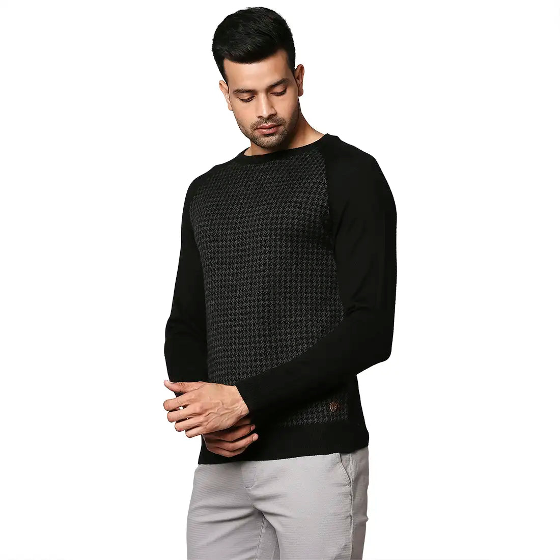 Men Regular Fit Brown Sweater